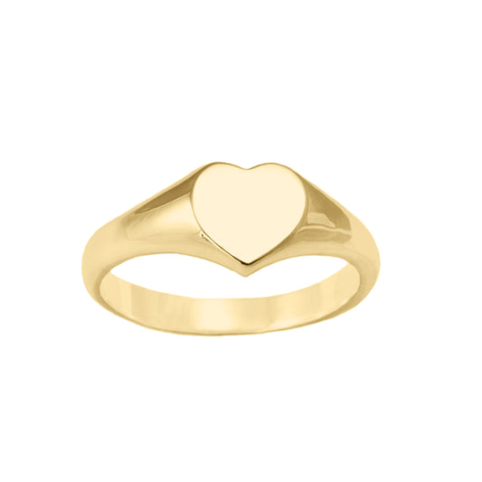 Heart Signet Ring in 9 Carat Yellow Gold
