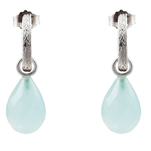 Creole earrings in silver with aqua onyx
